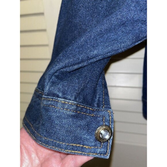 Vtg I. B. Diffusion Blue Denim Sequin Beaded Rockabilly Glam Rock SZ 8 Jacket - Picture 8 of 16